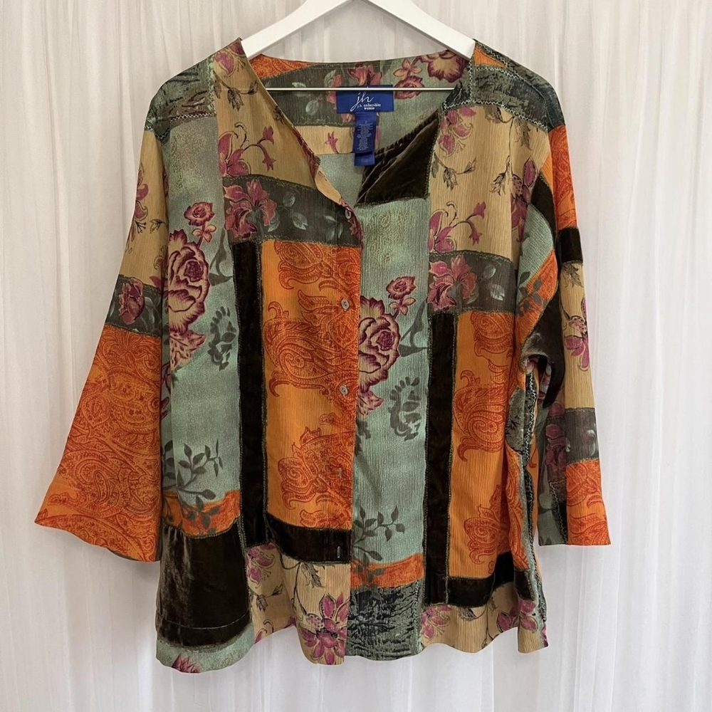 J. Jill Multicolor Patchwork Blouse - image 1
